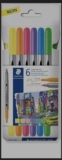 STAEDTLER Colouring Pens – Double-Ended, 0.5-3.0mm Line Width – 6 Assorted Neon Colours – Pack of 12, 3200 C6F