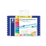STAEDTLER Dual Tip Highlighter Pens – Assorted Colours – Pack of 10