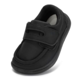 STQ Kids Leather Slip-on School Shoes, All-Black, UK 5