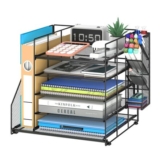 SUPEASY Desk Organizer with File Holder and 5-Tier Letter Tray