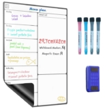 SURFOU Magnetic Whiteboard for Fridge A3, Weekly Planner Dry Wipe Board