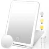 SURFOU Rechargeable Travel Makeup Mirror with Lights, with 10X Mini Magnification & 3 Color LED Lighting