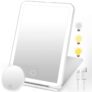 SURFOU Rechargeable Travel Makeup Mirror with Lights, with 10X Mini Magnification & 3 Color LED Lighting