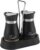 Salt and Pepper Sets,Salt and Pepper Shakers Sets with Holder,Set of 2 Stainless Steel and Glass Bottle Stainless Steel,Salt Shaker Dispenser for Cooking, BBQ (Black)