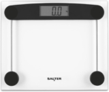 Salter Clear Glass Bathroom Scale Electronic Digital Bodyweight Scale, 180kg/28st 8lb, Fitness, LCD Display, Step on Instant Reading, Compact, Transparent Design, Includes Carpet Feet & Battery