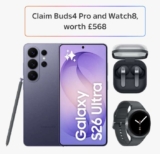 Samsung Galaxy S26 Ultra 5G 256GB – £45PM, 36 months contract, £12 up front, 100MG sim – claim Buds4 Pro & Watch 8