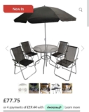 Samuel Alexander 4 Seater Garden Table And Chairs Set Dining Set With Parasol – Black & Grey