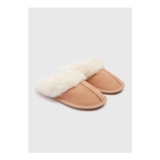 Sand Suede Trim Mule Slippers ( Sizes M&L Only)
