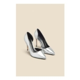 Save 30% off Silver Leather Cut out Detail Stiletto Heel Court Shoes at Sosandar