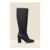 Save 50% on Black Leather mid Heel Knee High Boots at Sosandar