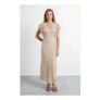 Save 50% on Polka Dot Print Ruffled Sleeve v Neck Maxi Dress at Warehouse