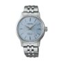 Seiko Presage Frozen Skydiving Diamond Cocktail Time 34mm Blue Dial Stainless Steel Bracelet Automatic Watch, Model: SRPL61J1
