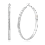 Senteria 925 Sterling Silver Post Hoop Earrings with Cubic Zirconia (Various)