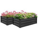 Set of 2 Raised Garden Bed Galvanised Planter Box, Grey – with code by outsunny