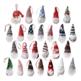 Set of 24 Plush Garden Gnomes Ornaments with Beards