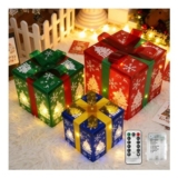 Set of 3 Lighted Gift Boxes with Remote and Timer