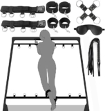 Sex Bondage Restraints BDSM Toys, Adjustable Bed Restraints Sex Straps Set with Handcuffs Blindfold Cross,Bed Restraints Couples Sex Toys Bondage Restraints BDSM Kit, Couple Adult Toys Sex Games