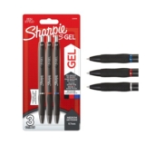 Sharpie S-Gel Gel Pens Medium Point (0.7mm) Black, Red & Blue Ink 3 Count