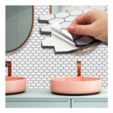 Shimmering White Honeycomb Hexagon Tile Stickers 28.5×14 Cm, 12 Pcs