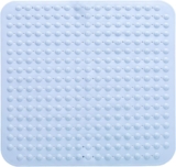 Shower Mat, Non Slip Square Bath Mat, 48 x 48 cm Shower Mat Non-Slip, Non-Slip mat With Suction Cups, Suction Cups Machine Washable Square, for Sauna, Shower Room, Drain HolesLight blue