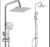Shower Riser Rail Kit with Rainfall and Handheld Square Shower Heads, Shelf and Hoses – Chrome GO-9-4