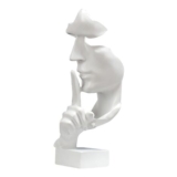 Silence is Golden Thinker Statue – Handcrafted Modern Sculpture (White)