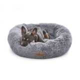 Silentnight Donut Calming Dog Bed – Calming Dog Cat Pet Bed Anxiety Relief Soft Fluffy Doughnut Pillow , Large 85cm, Grey