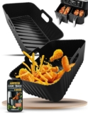 Silicone Air Fryer Liners 2 Pack for Ninja Dual Zone AF400UK AF451UK AF300UK 89.5L Foodi MAX, Compatible with Tower T17088, Keplin, EMtronics Reusable Non-Stick Dishwasher Safe Accessories