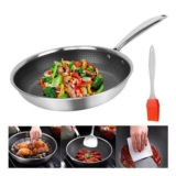 Silver EONLION Stainless Steel Induction Geo Hex Frying Pan