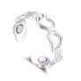 Silver Openwork Heart Magnetic Ring, Adjustable for Women, Gift Box