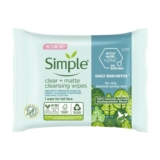 Simple Daily Skin Detox Wipes, Biodegradable, Vitamin B3, Makeup-Remover, Oily-Skin