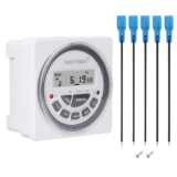 Sinotimer TM619s Digital LCD Power Programmable Timer Switch 220-240V with Relay & 5 Connecting Wires – White Panel Mount