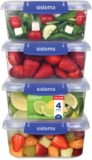 Sistema KLIP IT PLUS Leakproof Food Storage Containers 1 L Airtight & Stackable Meal Prep Containers with Lids School Lunch Boxes BPA-Free 4 Count