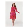 Size 8-16 Izabel London Printed Long Sleeve Collared Midi Dress