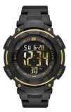 Skechers Ruhland Mens Yellow Detail Digital Dial Black Nylon Strap Watch