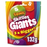Skittles Giants Vegan Sweets Bag, Fruit Flavoured, 132g – 67p / 64p S&S
