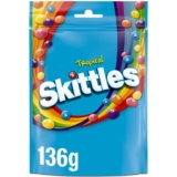 Skittles Vegan Chewy Sweets Tropical Fruit Flavoured Pouch Bag 136g (S&S 85p / 76p)