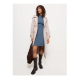 Slate Blue High Neck Long Sleeve Mini Dress