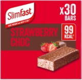 SlimFast Snack Bar, Low Calorie Snack, Strawberry Choc Flavour, 30 x 25 g Multipack