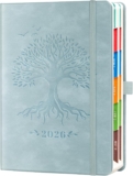 Smarpau 2026 Diary A5 Page a Day, A5 Diary Full Year Daily Planner from Jan 2026 to Dec 2026 with Colorful Monthly Tabs&Pen Loop, 14.5 x 21cm- Light Blue