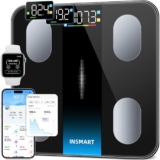 Smart Weight Scale for Body Weight and Fat Percentage, INSMART Bluetooth Accurate Weighing Scale with Large Display, 16 Body Composition Weighing Bathroom Scale Sync with App – Black