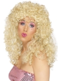 Smiffys Boogie Babe Wig, Blonde Long, Curly, 1980s Fancy Dress