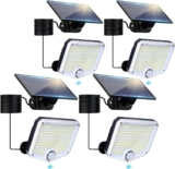Solar Flood Lights Outdoor, 153 LEDs Solar Spot Lights Outdoor Motion Sensor, 3 Modes Garden Light Waterproof, PIR Lights for Yard Garage Shed Garden Outside, 4 Pack