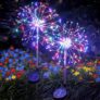 Solar Garden Lights Outdoor Waterproof Yard Decorations, 2 Pack 150 LEDs Pathway Lights Stake, Fairy Firework Light for Patio Lawn Courtyard Flowerbed Party Wedding Starburst Multicolor