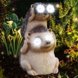 Solar Garden Ornaments Hedgehog, Waterproof Garden Ornaments Outdoor Statue, LED garden ornaments Outdoor Animals Lights, Solar Animal Statue Hedgehog for Home Yard Lawn, Resin