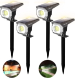 Solar Lights Outdoor Garden,18LED Solar Garden Lights,IP67 Garden Lights Solar Powered Waterproof,300LM,2 in 1 for Yard,Fence,Path,Garden,Driveway,4 Pack, Black