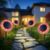 Solar Sunflower Garden Lights 4 Pack, IP67 Waterproof Outdoor LED Pathway & Fence Decoration