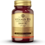 Solgar Vitamin D3 1000 IU (25 µg) Chewable Tablets – Pack of 100