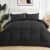 Sonvie Single Comforter, Breathable Microfibre 200gsm Down Alternative Filling Cosy and Lightweight Quilt, Reversible Comforter with 8 Corner Tabs Easy Care Black Unisex for Boys Girls