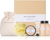 Spa Luxetique Spa Gift Set, 6pcs Vanilla Bath Gifts for Women, Travel Gift Box with Hand Cream, Body Lotion, Shower Gel, Bubble Bath, Mothers Day Gift, Valentines Gifts for Her Christmas Gifts